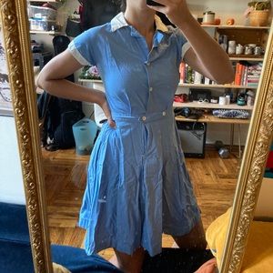 Vintage diner dress - blue & white a-line
